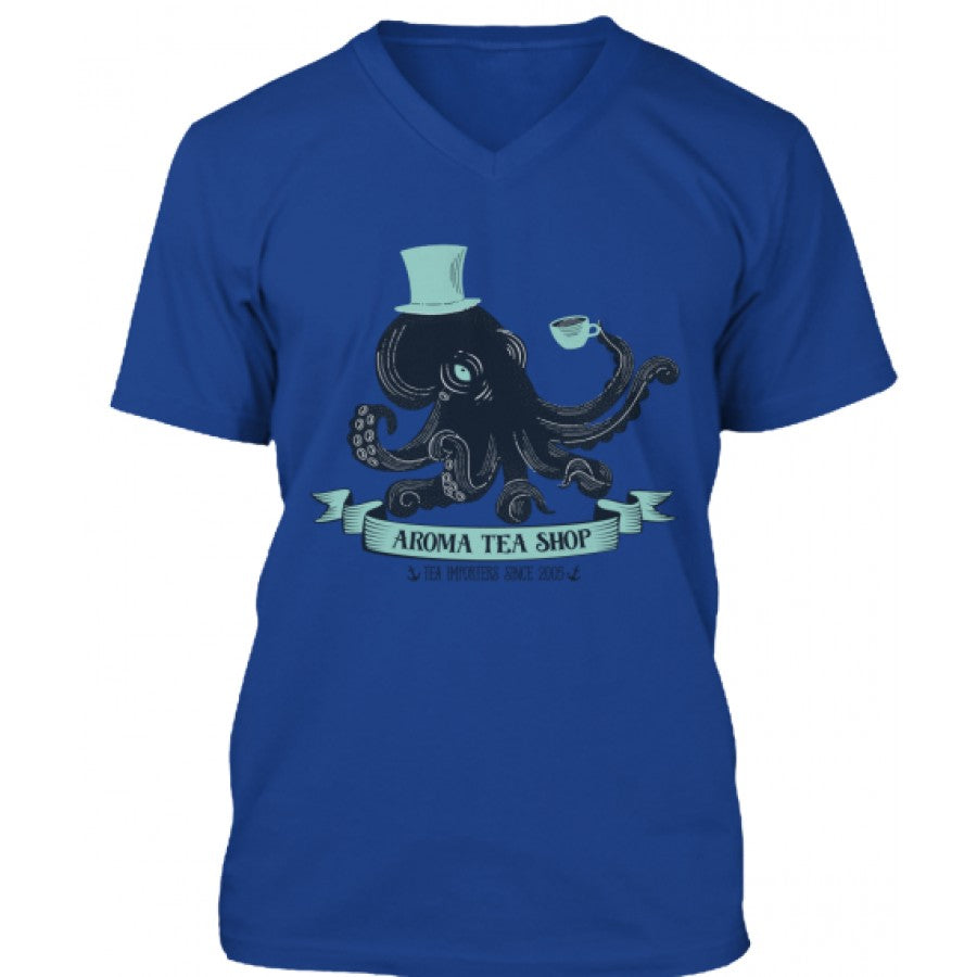 Aroma Tea Shop's Octopus Logo T Shirt (BLUE)